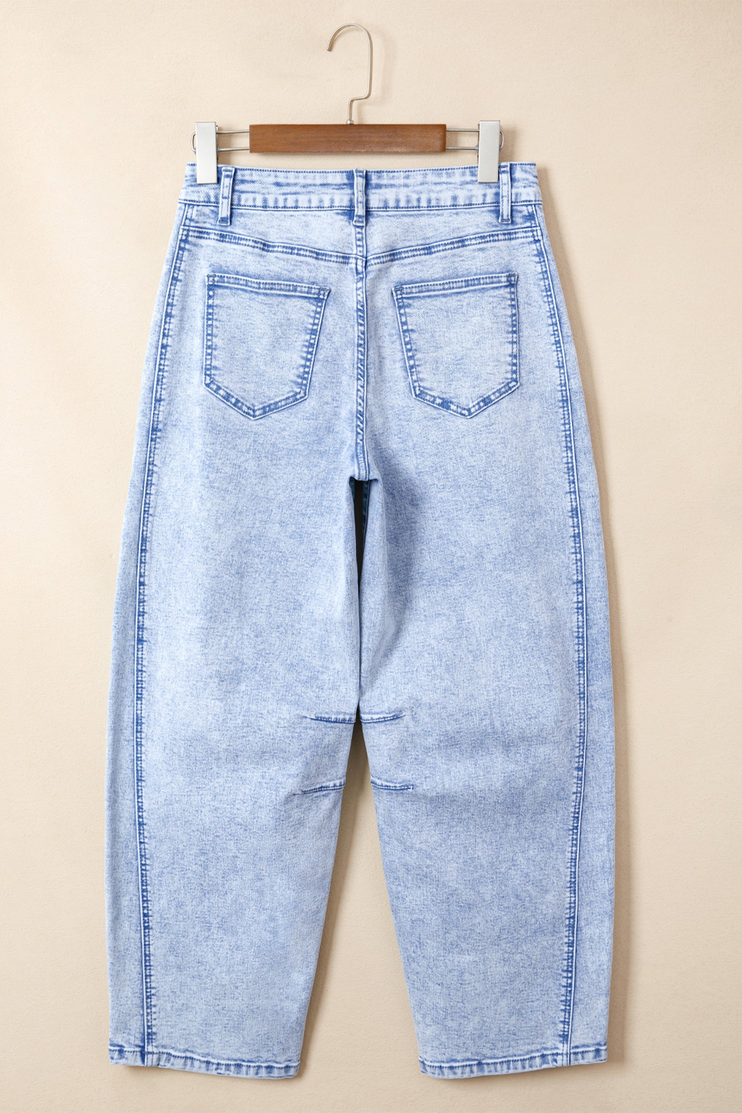 Beau Blue Light Washed Pull On Barrel Jeans - Damesmode Afbeelding 4