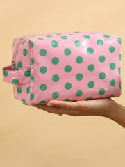 Light Pink Durable PVC Polka Dot Makeup Bag - Miniatuur