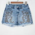 Dusk Blue Western Embroidery Stud Denim Shorts Summer Daily Wear - Foto 3