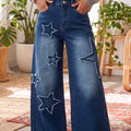 Ashleigh Blue Star Decorated Wide Leg Jeans - Damesmode Afbeelding 1 - Foto 1