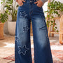 Jeans Ashleigh Blauw Star decorati a gamba larga