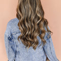 Beau Blue Vintage Washed Flap Pockets Denim Jacket - Damesmode Afbeelding 2 - Foto 2