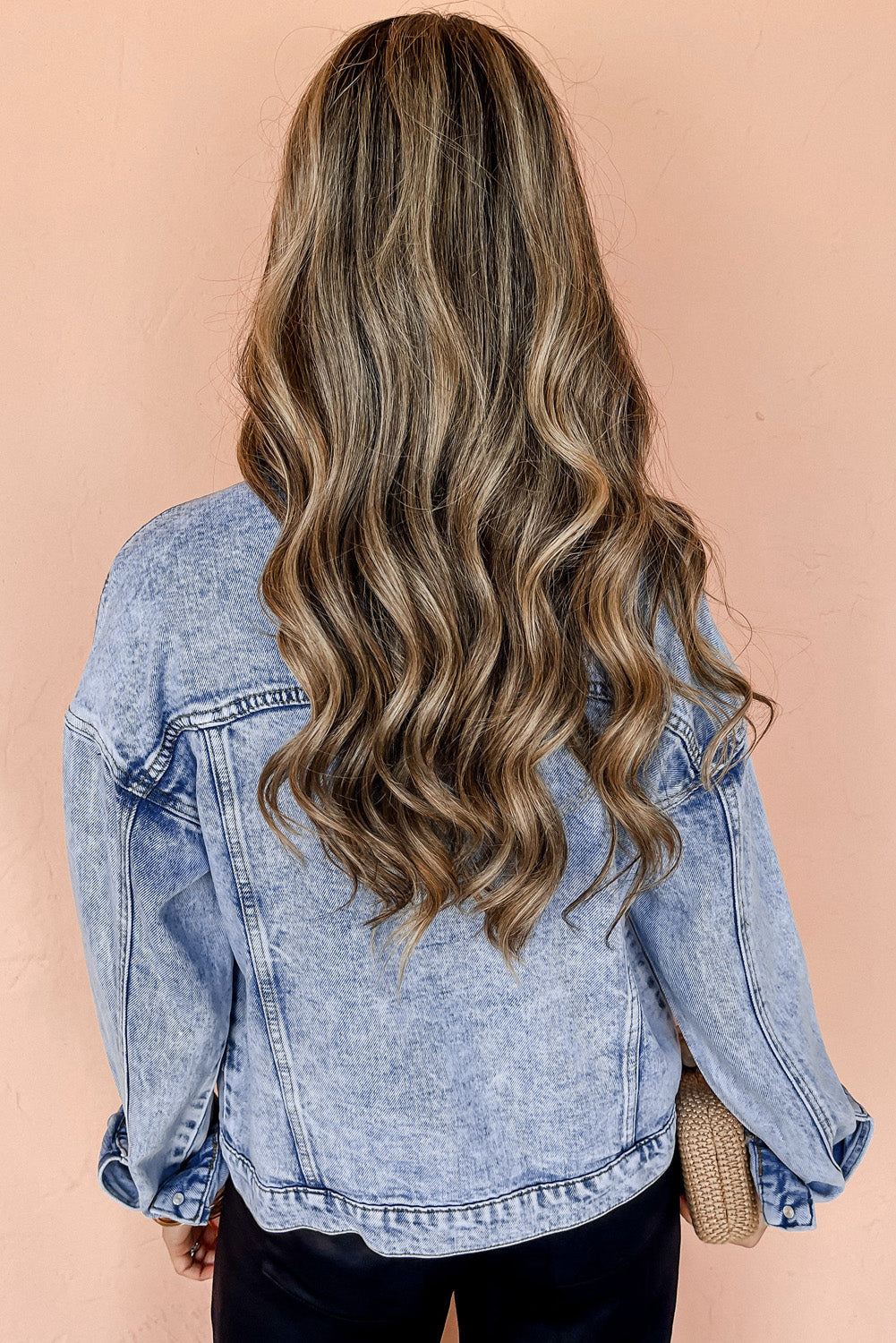 Beau Blue Vintage Washed Flap Pockets Denim Jacket - Damesmode Afbeelding 2