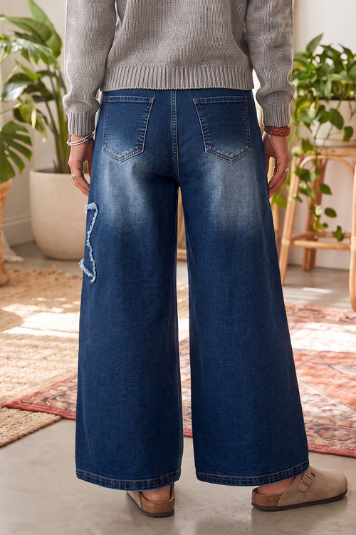 Ashleigh Blue Star Decorated Wide Leg Jeans - Damesmode Afbeelding 2