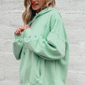 Moonlight Jade Cable Textured Baggy Solid Hoodie - Foto 5