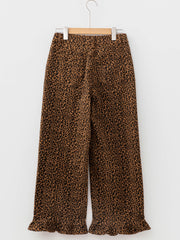 Brown Leopard Print Ruffled Hem Shift Jeans - Damesmode Afbeelding 6 - Miniatuur