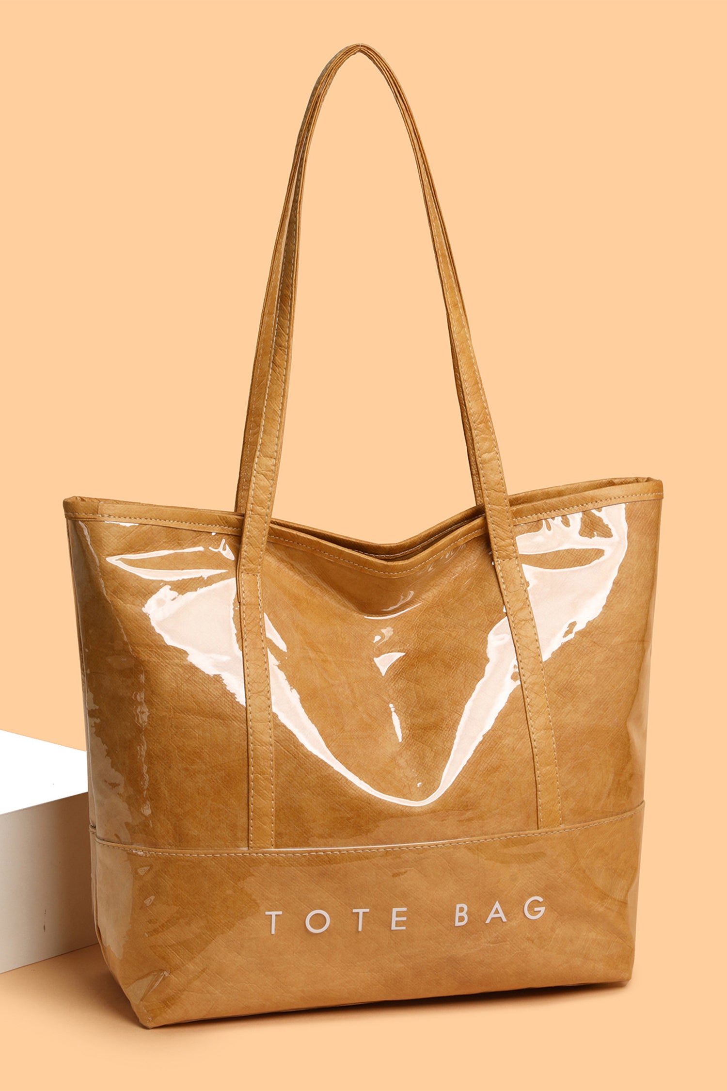 Camel Retro Letter Print wasserdichte PVC-Tragetasche