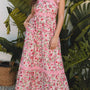 Floral Lace Tied Strap Square Neck Dress with Pockets