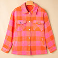 Bolsillos de cuadros naranjas Camisa abotonada con cuello abatido - Foto 6