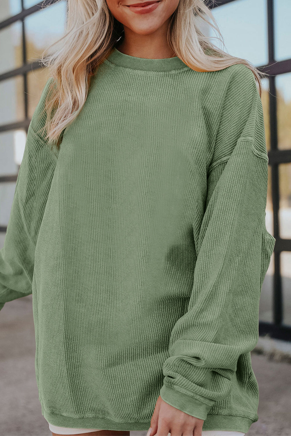 Smoke Gray ribbelagt fløjlssweatshirt i oversized sweatshirt