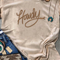 Khaki Howdy Embroidered Graphic Western Tee - Foto 2