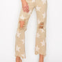 RISEN Full Size High Rise Star Printed Frayed Hem Jeans