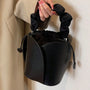 PU Leather Drawstring Bucket Bag