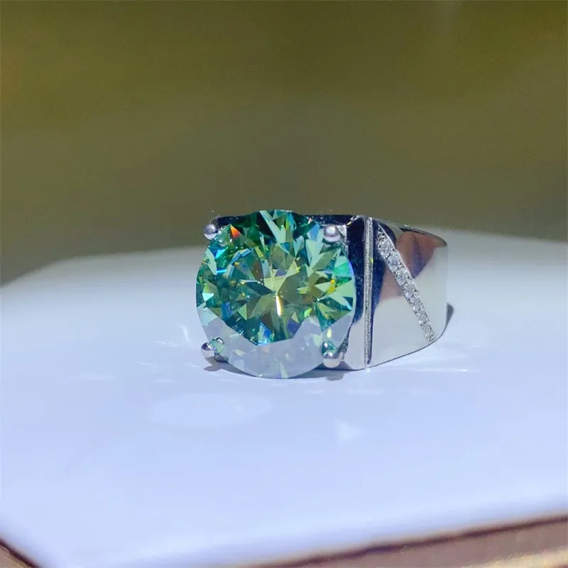 10 Carat Moissanite 925 Sterling Silver Signet Ring | Redblad 18K Solid Gold & Certified Diamond Rings