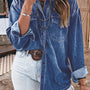Tasche Western Patch Blu Vela Camicia di jeans a maniche lunghe