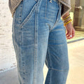 Himmelblaue Medium Wash Barrel Jeans mit Manschetten - Foto 4