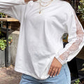 Camiseta de manga larga de encaje blanco con escote redondo - Foto 2