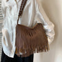 Fringe Solid Color Shoulder Bag