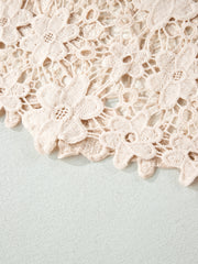 Beige Sheer Hollowed Floral Lace Hem Patchwork Loose Halter Summer Dress - Damesmode Afbeelding 7 - Miniatuur