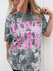 Pink Camo Woodland LOVE LIKE JESUS Casual Tee - Miniatuur