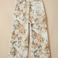 Beige Vintage Style Bloemenprint Hoge Taille Wide Leg Jeans - Foto 4