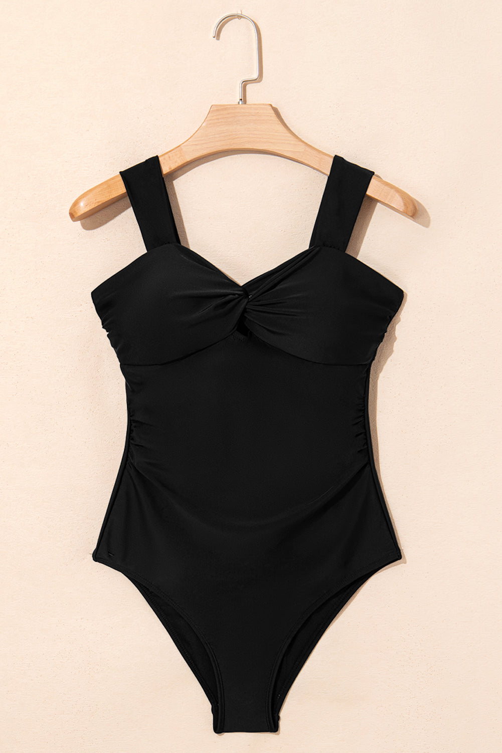 Black Cut out Twist Bowknot Backless One Piece Swimsuit - Damesmode Afbeelding 5