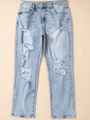 Jeans taille haute Slim Slim Slim Bleu Bleu Ciel - Miniatuur