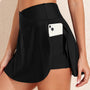 Zwart Effen Pocketed Crossover Hoge Taille Swim Skort