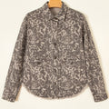 Khaki Abstrakt Print laangärmege Kragen Raw Rum Denim Jackett - Foto 5