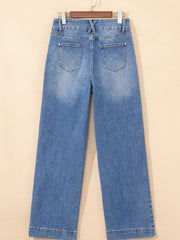 Jeans azzurro cielo con doppia zip e gamba dritta - Miniatuur