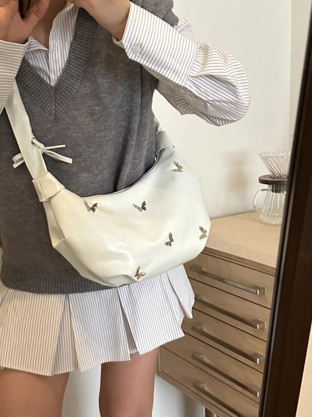 Butterfly Ruched Strap Shoulder Bag - Luxe Damesmode & Kleding Collectie | Redblad Nederland