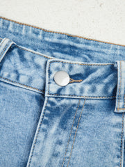 Beau Blue Flower Patched Light Wash Cropped High Waist Barrel Jeans - Damesmode Afbeelding 7 - Miniatuur
