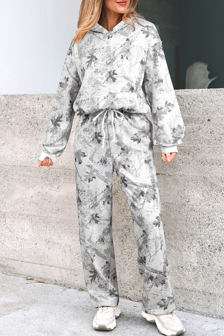 Light Grey Light Woodland Camo Classic Hoodie and Sweatpants Set - Damesmode