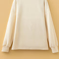 Beige Mock Neck Long Sleeve Leopard Detail Split Hem Top - Damesmode Afbeelding 6 - Foto 6