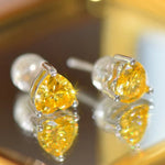 2 Carat Yellow Heart Moissanite Platinum-Plated Earrings | Redblad 18K Solid Gold & Certified Diamond Earrings