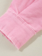 Delikatesse Zweifarbe Exposed Seam Cord Shacket - Miniatuur