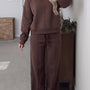 Kaffe Solid Color Piping Trim mock neck pullover med dragsko och byxor