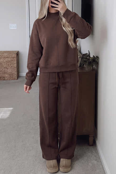 Set di pantaloni con corsa a cappuccio a denti a colori solidi a copertura finta