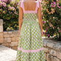Maxikleid mit grünem Blumenmuster und gestreiftem Knotenträger - Foto 4