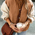 Chaqueta bomber de pana de felpa de retallos de felpa verde Mist - Foto 4
