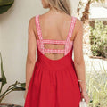 Rennrotes Kunst-Zweiteiler-Gingham-Kontrast-Patchwork-Locker Mini-Kleid - Foto 2