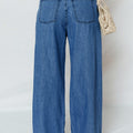 Dämmerblaue Schnürung Pull-on Wide Legs Jeans - Foto 2
