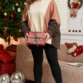 Brown Exposed Seam Colorblock Plus Size Hoodie - Damesmode Afbeelding 6 - Foto 6