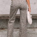 Brown Leopard Frayed Edge Wide Leg High Waist Jeans - Damesmode Afbeelding 2 - Foto 2