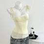 Lace-Trimmed Tie Shoulder Cami