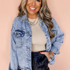 Casaco de ganga Beau Blue Vintage Vintage com aba lavada - Imagem de moda feminina 4 - Thumbnail