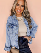 Beau Blue Vintage-Washed Flap Pockets Jeansjacke