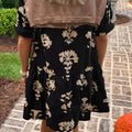 Black Frilled V Neck Puff Short Sleeve Floral Mini Dress - Damesmode Afbeelding 2 - Foto 2