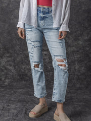 Jeans taille haute Slim Slim Slim Bleu Bleu Ciel - Miniatuur