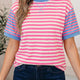 T-shirt a maniche corte a righe rosa a maniche corte a maniche corte e larghe